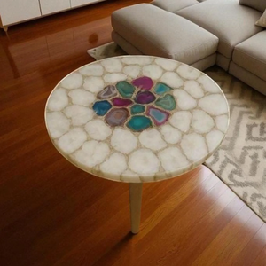 หินอาเกตขัดเงาทำมือ ของตกแต่งบ้านหรูหรา รูปแบบดอกไม้ทางศาสนา ทำจากเรซิ่น สีสั่งทำพิเศษ สำหรับวางบนโต๊ะระดับไฮเอนด์ - Product Image 1