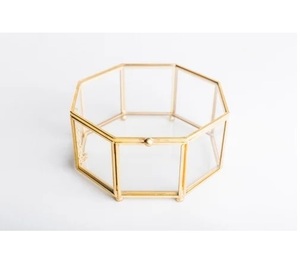 Glass and Metal Finished Hand Made Metal Decorative Luxury Jewellery <b>Box</b> for <b>Rings</b> Necklace & Pendant - Product Image 1