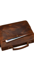 Vintage Brown Leather Luxury Office Briefcase for Men Premium Business Laptop Bag with Buckle Straps Brass Hardware Lightweight - Product Image 6