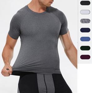 T-shirt décontracté à séchage rapide 100% coton pour hommes, motif solide, sports de plein air, tissu tricoté lourd à manches courtes - Product Image 2
