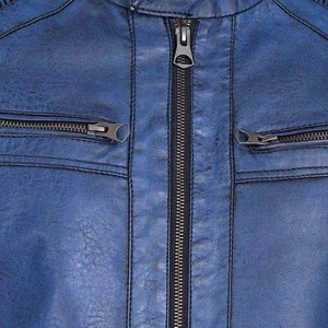 Col montant fermeture éclair avant Style High Street vestes en cuir vêtements pour hommes poids lourd imperméable à l'eau en gros veste en cuir pour hommes - Product Image 6