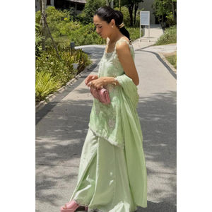 Ensemble chemise en satin sans bretelles et dupatta pour le printemps/été - Product Image 3