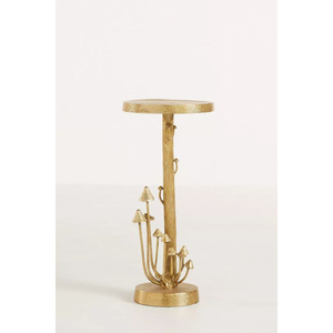 Table basse et tables d'appoint en métal de forme ronde, revêtement poudré noir, avec base décorative plaquée or de haute qualité. - Product Image 2