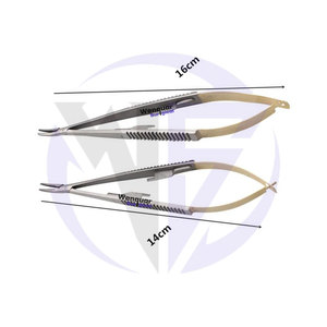Portaagujas de Microcirugía TC Castroviejo Rectos/Curvos con Bloqueo, Micro Pinzas Dentales y Quirúrgicas de 14 y 16 cm, Fabricadas por Wenquar - Product Image 6