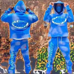 Conjunto de Sudadera y Pantalones Deportivos Personalizados, 100% Algodón, Felpa, Lavado Ácido, Estilo Vintage para Hombre - Product Image 1