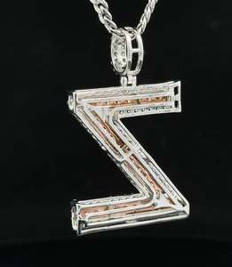 Personnalisable 3Ct taille 14k or & diamant Z initiale pendentif plaqué or 925 argent Sterling Fine Jewelry diamant breloque pour - Product Image 2