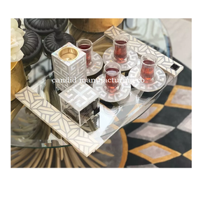 Nacre Résine avec plateau en acrylique avec six sous-verres Cuisine Salle à manger Hôtels Restaurants Ustensiles de cuisine Tapis de table - Product Image 4