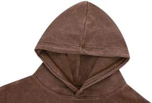 100% fibre de bambou hommes surdimensionné lavage à l'acide sweat à capuche à manches longues pull avec poches brodées en détresse pour la saison d'automne - Product Image 2