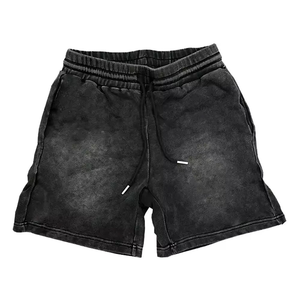 Vintage Acid Wash Knitted Denim Shorts High Waist <b>Elastic</b> Waist Eco-Friendly 100% Cotton Men's - Product Image 5