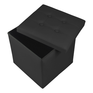 40x40x40 cm elegante Design quadrato portaoggetti pouf in cuoio cubo in nero bianco grigio - Product Image 1