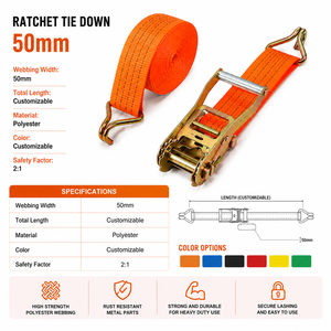 Sangle d'arrimage à cliquet de qualité industrielle en polyester 50 mm 3000 kg, durable pour le transport de marchandises, service de fabrication OEM ODM - Product Image 4