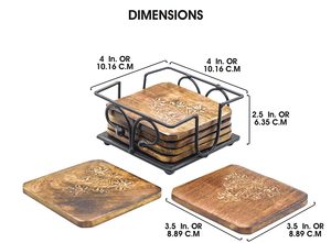 Hot Selling Wooden and Metal <b>Coasters</b> with Stand <b>for</b> Home and Kitchen Table Accessories <b>for</b> <b>Drinking</b> Hot Selling Mats & Pads - Product Image 4