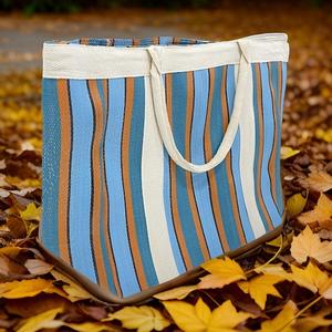 Custom Eco-Friendly Reusable <b>Zipper</b> <b>Nylon</b> Shopping <b>Bag</b> Striped Stand Cosmetic for Toiletry Pouches Fashionable Travel Beach Make - Product Image 5