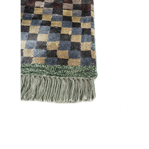 Tapis en laine et soie de bambou noué à la main Freedom Manchaha Green, motif géométrique pour usage domestique - Les-8315 - Product Image 4
