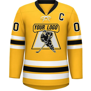 Maillot de hockey sur glace respirant personnalisé par sublimation – Logo, nom d'équipe, numéros, couleurs personnalisables – Design prêt à l'emploi en usine – 100 % polyester - Product Image 2