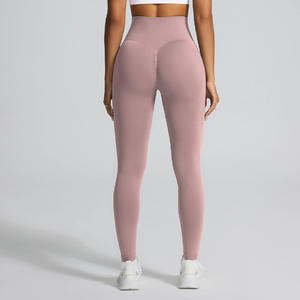 High Quality Women's S-L High Waist Seamless Sports Leggings Breathable Butt Scrunch Quick Dry <b>Nylon</b>/Spandex Elastic Waist - Product Image 5