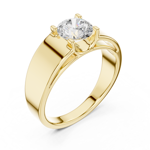 Anillo de Oro Amarillo de 14k con Diamante de Corte Brillante Atemporal en Engaste de Puntas para Graduación, Aniversario, Compromiso y Uso Diario - Product Image 5