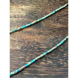 Colliers Heishi faits à la main en turquoise et argent sterling de style Navajo, perles en forme de cœur avec perle et diamant, style religieux, cadeau - Product Image 4