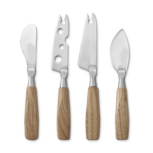 ชุดที่หั่นชีสขัดเงากระจกสีเงินด้ามไม้ไผ่ทรงกลมมีดปอกเนย - Product Image 2
