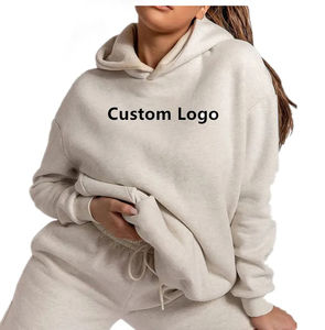 Sweats à capuche longs personnalisés de haute qualité pour femmes Ensemble de pantalons 2 pièces Sweat à capuche surdimensionné d'hiver en polaire pour femmes - Product Image 1