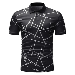 Sublimación de punto para hombre, camiseta con logotipo personalizado, ropa deportiva antiarrugas de secado rápido, transpirable, de poliéster, de manga corta, informal, para Golf - Product Image 1