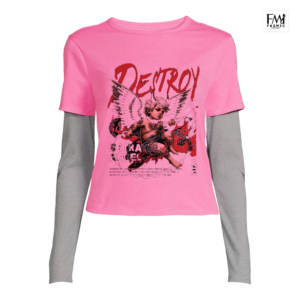 Venta al por mayor de camisetas de manga larga estampadas para mujer con diseño personalizado cuello redondo Slim Fit doble capa camisetas - Product Image 2