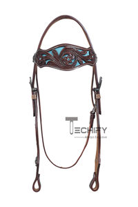 Conjunto de arreos de cuero occidental hecho a mano: cabezada, pechera, equipo y accesorios para caballos - Product Image 4