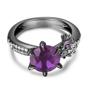 Bague Dragon en Argent Sterling Noir Jeulia avec Diamant de Laboratoire Taille Ronde - Product Image 2