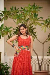 2024 été nouvelle mode filles longue grande taille col rond Foux georgette bandhni imprimer mariage plage formel parole longueur vêtements - Product Image 2