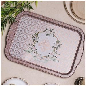 Rosy 215x316mm Bandeja rectangular de metal para servir con asa Diseño elegante antiguo y moderno para servir alimentos y Plato decorativo - Product Image 4