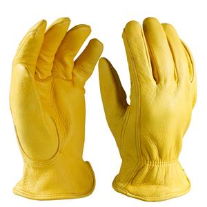 Gants de sécurité en cuir de vache de style jaune pour le travail industriel, bande de construction, gants de travailleurs en croûte de cuir de vache résistant - Product Image 1