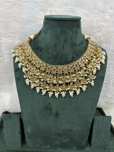 Ensemble de collier Kundan Vintage bijoux indiens ensemble de mariage en perles de mariée à la mode avec perle motif cloche boucles d'oreilles mode en gros - Product Image 3