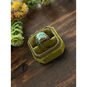 Bague artisanale Navajo en argent sterling et turquoise Mine 8, taille 9, bijou de collection culturel - Product Image 4