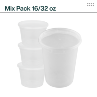 ProTakeOut PTODLHM(1632) [16/32 Oz] Contenants alimentaires robustes en PP avec couvercles, 50 ensembles de 25 pièces chacun, compatibles micro-ondes et congélateur, durables