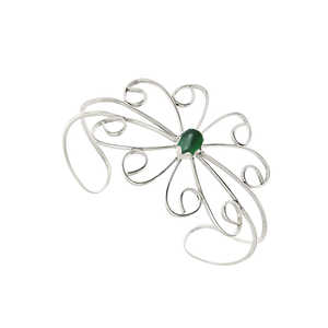 Joyería Bohemia hecha a mano hecha de plata esterlina 925 con brazalete en forma de mariposa de piedras preciosas de ónix verde en fabricación al por mayor - Product Image 1