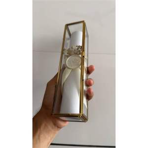 Luxury Glass <b>Wedding</b> Scroll Display <b>Box</b> Brass Frame Invitation Case Decorative Long Glass <b>Keepsake</b> Boxfor Graduation Certificate - Product Image 6