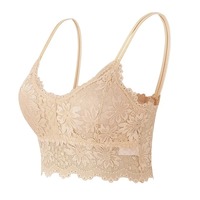 Femmes Plus Size Lace Vest Yoga Summer Top Soutien-gorge sans fil Lingerie Sexy V-Neck Tank Top Tee Crop Top