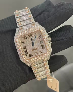Montre à quartz premium pour homme For Sovereign, boîtier carré, verre 5 mm, acier inoxydable, pierres de moissanite de qualité supérieure, style moderne - Product Image 5