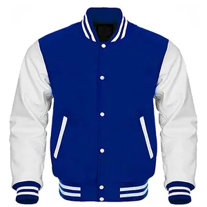 Wholesale Cheap Price Varsity Jacket For Men Solid Blue Color Custom Logo New Fashion 2023 Bomber jackets