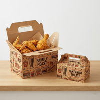 Boîtes d'emballage en papier personnalisées pour hot-dogs, restauration rapide, série de boîtes à emporter jetables pour frites, ailes de poulet, hamburgers