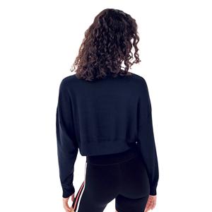 Ropa informal transpirable para mujer con estampado de logotipo personalizado de talla grande, sudadera recortada holgada para mujer, Jersey multicolor cálido - Product Image 2