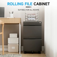 Classeur mobile compact avec 2 tiroirs pour le rangement au bureau et un accès facile sur roulettes