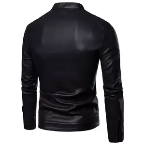 Material de cuero Mangas completas Ropa de calle Profesional Venta caliente Hombres Nuevo diseño Chaqueta de cuero para hombres - Product Image 2