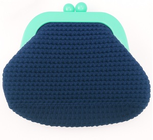 Pochette en crochet faite à la main, bleu marine, avec fermoir, style soirée, couleur unie, sac à main pour femme - Product Image 1