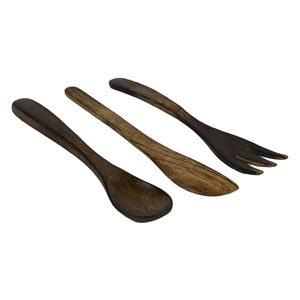 Cuillère de cuisine en bois d'usine, design en bois naturel, ensemble de couverts avec finition polie, décoration intérieure, restaurant et hôtel - Product Image 1