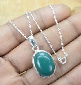 จี้925 925เงินสเตอร์ลิงสีเขียวนิลพร้อมจี้อัญมณีเครื่องประดับสำหรับผู้หญิงของขวัญแต่งงานที่สมบูรณ์แบบ - Product Image 2