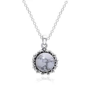 Bijoux en pierres précieuses Pendentif Howlite fait à la main en gros Collier fin en argent sterling 925 Pendentif avec timbre 925 Bijoux en argent - Product Image 1