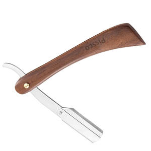 Navaja de Afeitar Recta de Acero Inoxidable con Mango de Madera, Acabado Espejo, Reutilizable, de Una Sola Hoja, para Salón de Belleza - Product Image 4