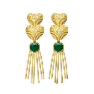 New Arrival Latkan Style Beautiful Heart Design Earring with Emerald Hydro Gemstone Earrings Set - Product Image 1