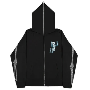 OEM Personalizable 100% Algodón Full zip up Sudadera con capucha Logotipo bordado Impresión en relieve Térmico Fleece Full Face Hoodie - Product Image 4
